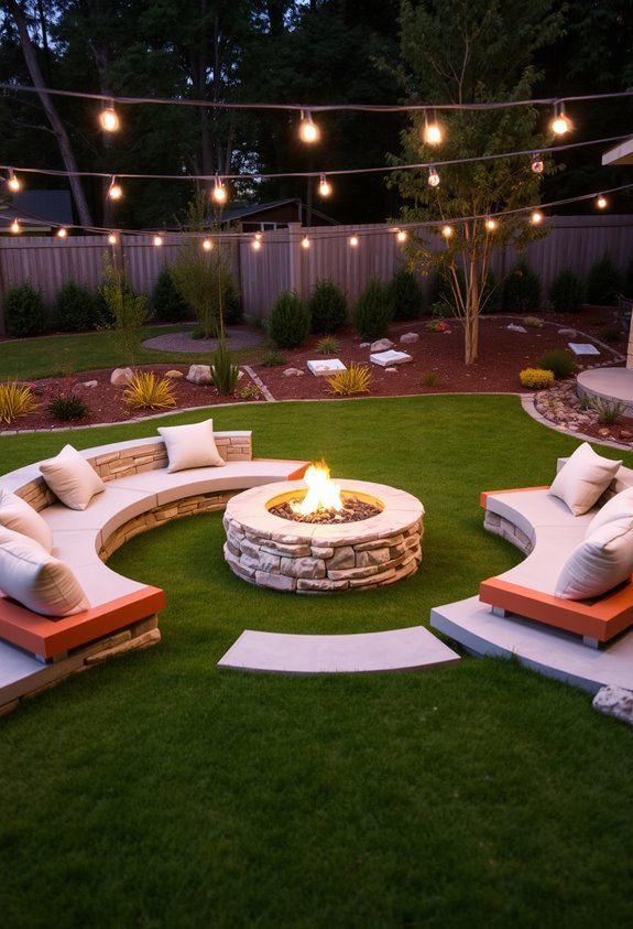 amphitheater style fire pit seating