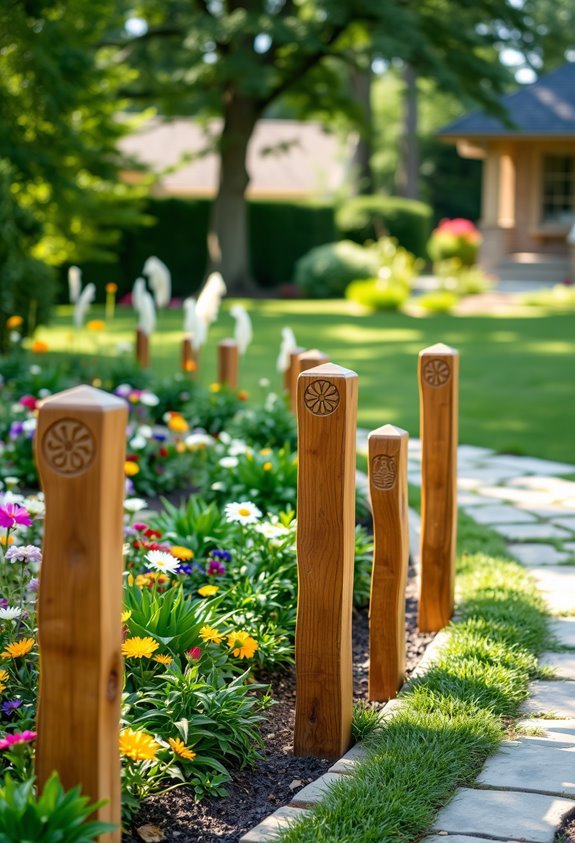artisan crafted wooden garden posts