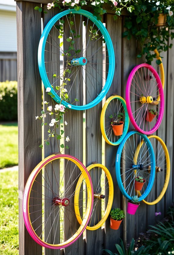 bicycle wheels garden decor