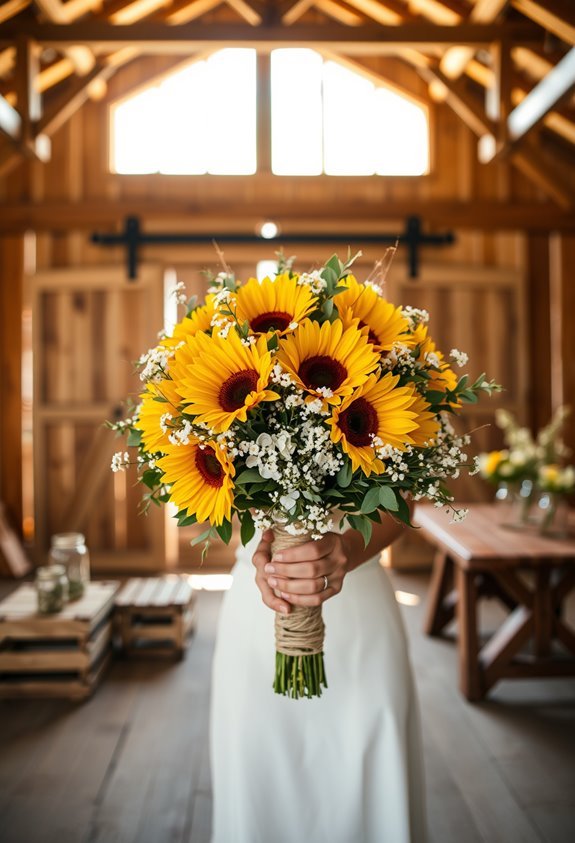 bright sunflowers and greenery