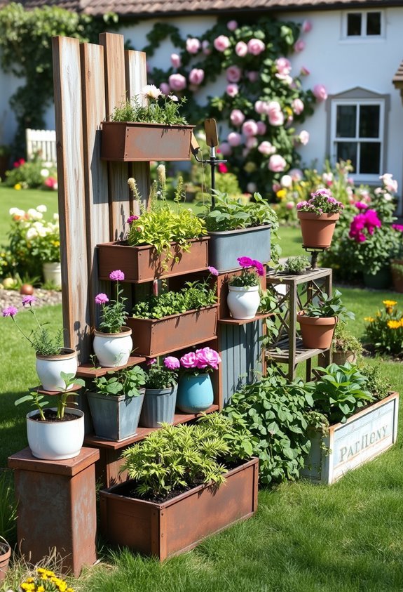 charming mixed material planter boxes