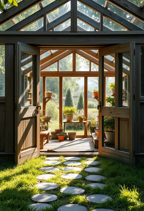 charming rustic greenhouse entrance