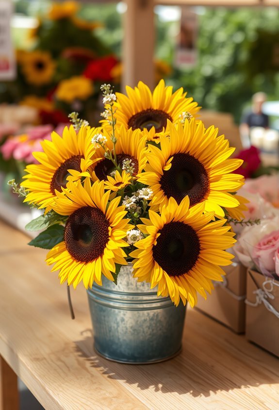 cheerful yellow sunflower bouquet