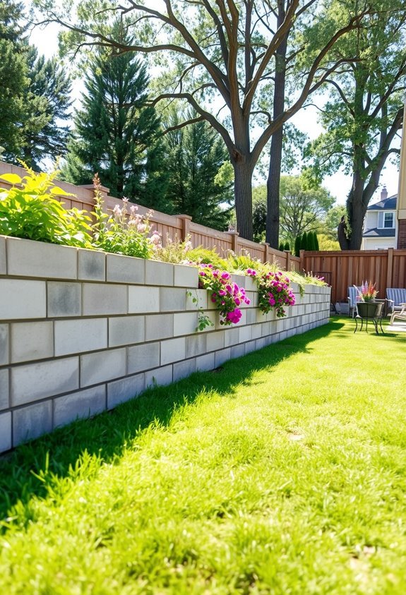 cinder block planter wall