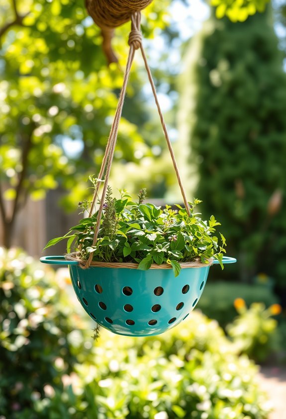 colander hanging garden creation