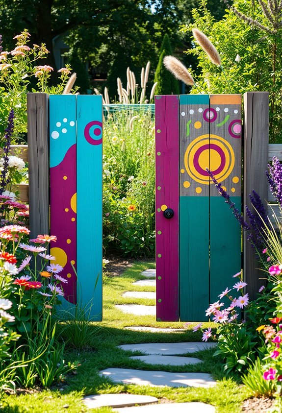 colorful bohemian garden gate