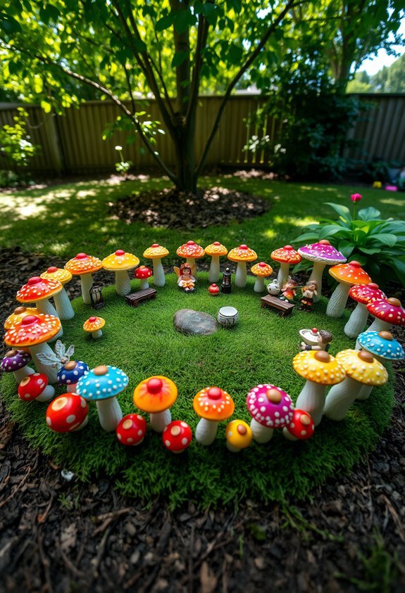 colorful mushroom fairy ring