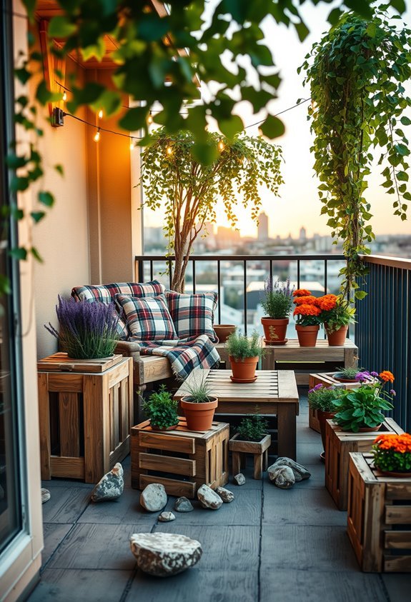 cozy rustic balcony retreat