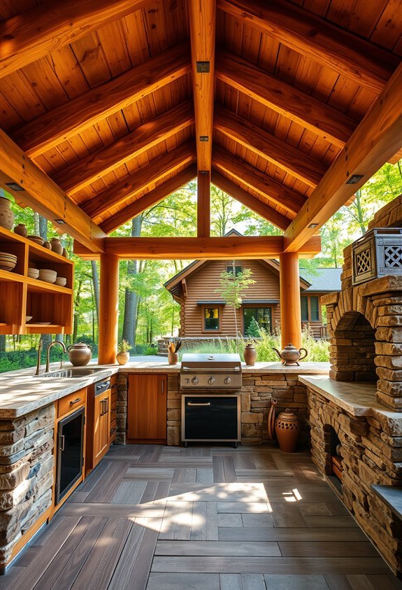 cozy rustic outdoor kitchen