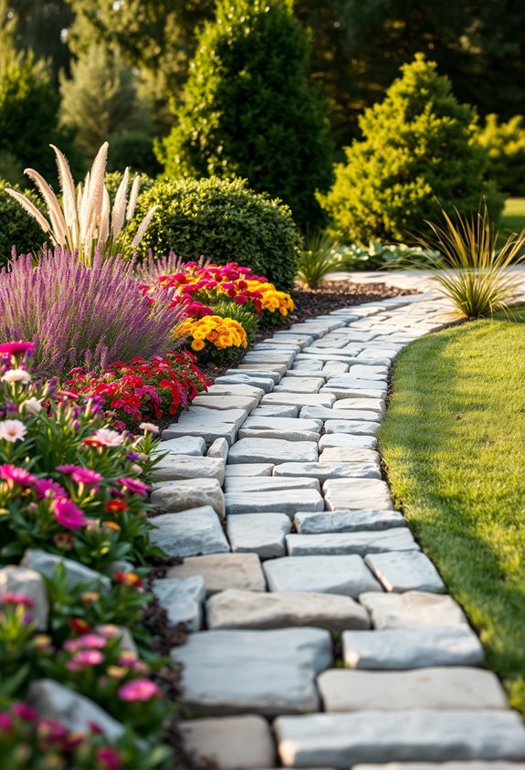 curved stone borders enhance gardens