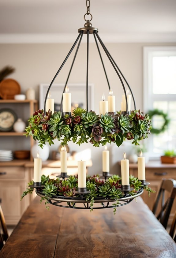 customizable succulent candle chandelier