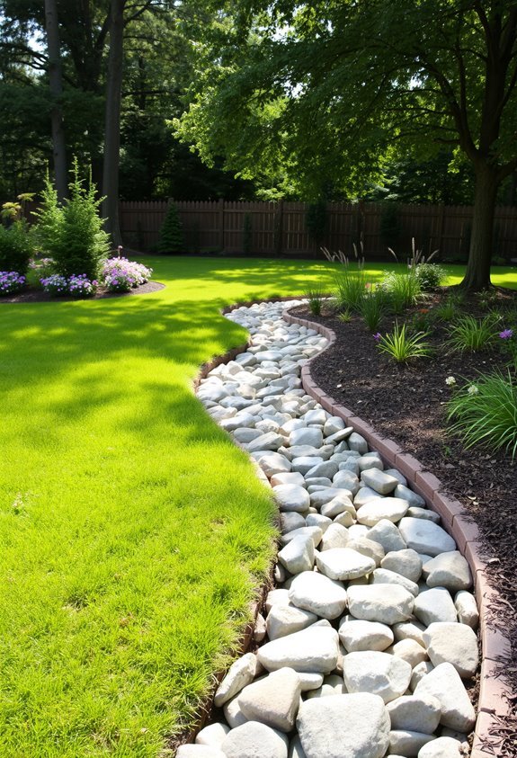 decorative drainage with river rocks
