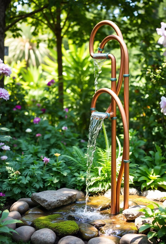 elegant copper water sculptures