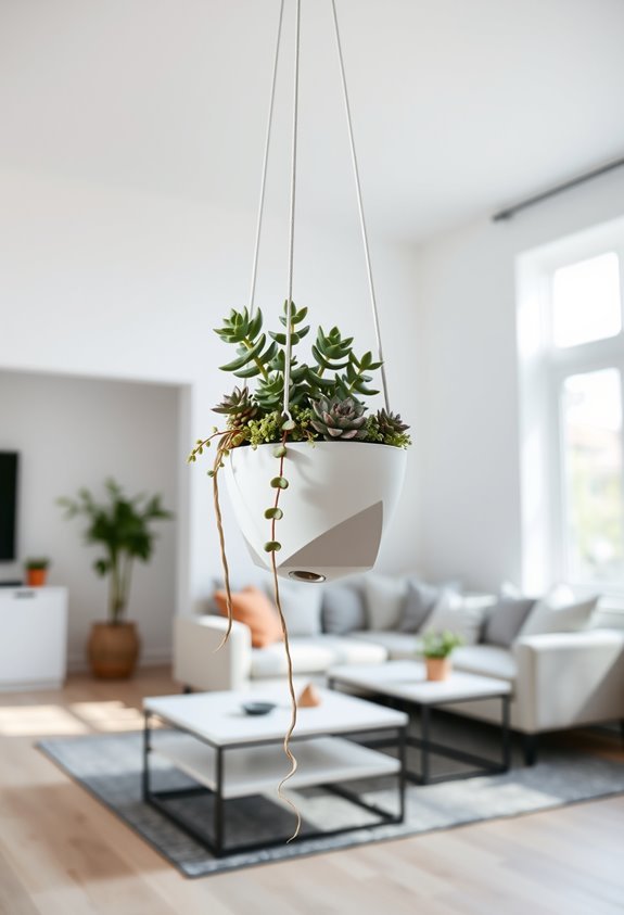 elegant overhead succulent planters