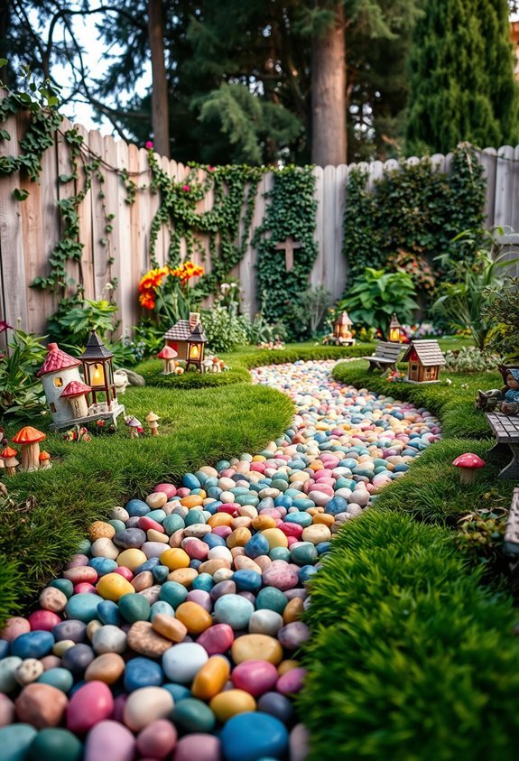 enchanting colorful pebble pathways