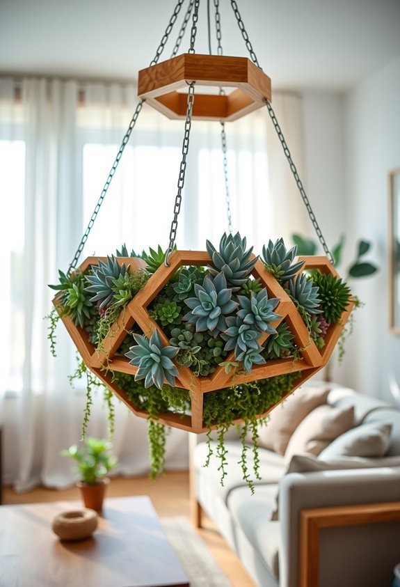 geometric succulent hanging garden