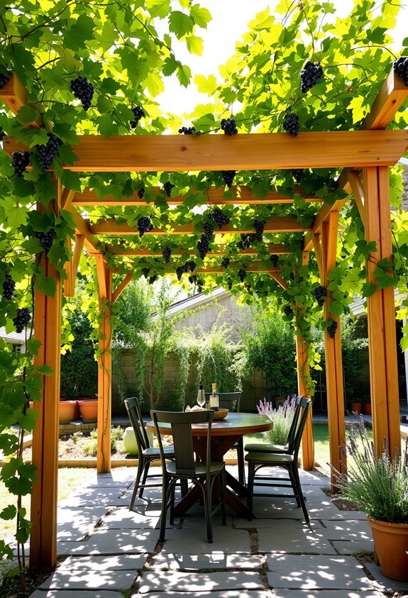 grapevines enhance pergola aesthetics