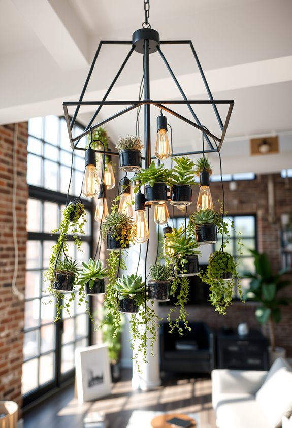 industrial succulent light fixture