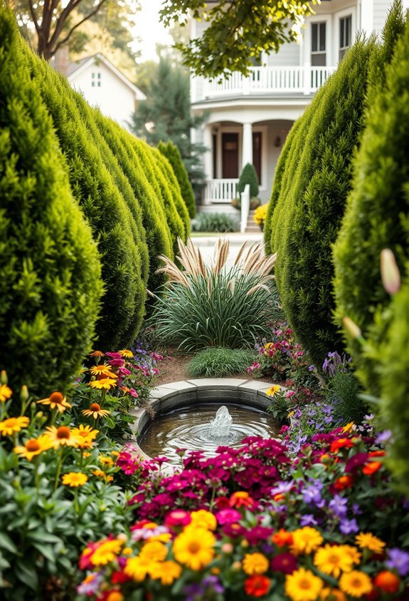 layered shrubs absorb noise