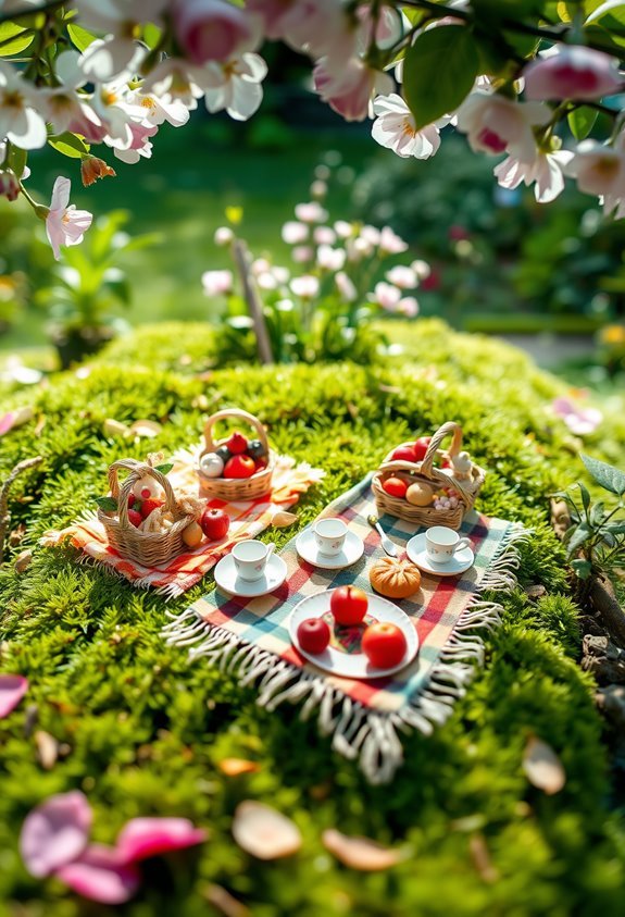 miniature fairy picnic setup