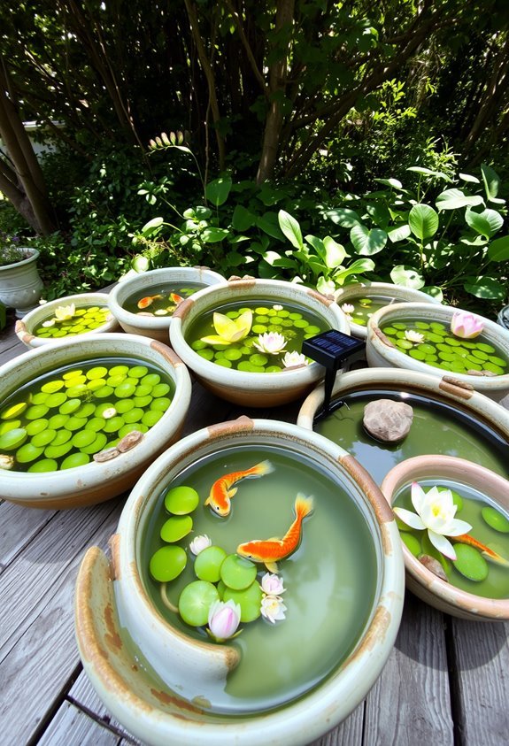 miniature ponds in bowls
