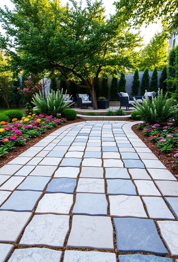 modern geometric stone pathways