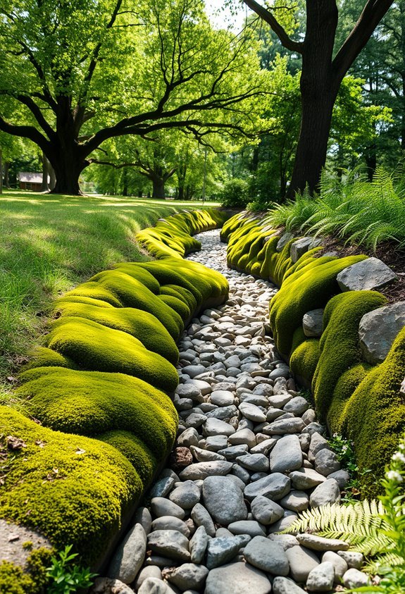 moss covered stones enhance drainage