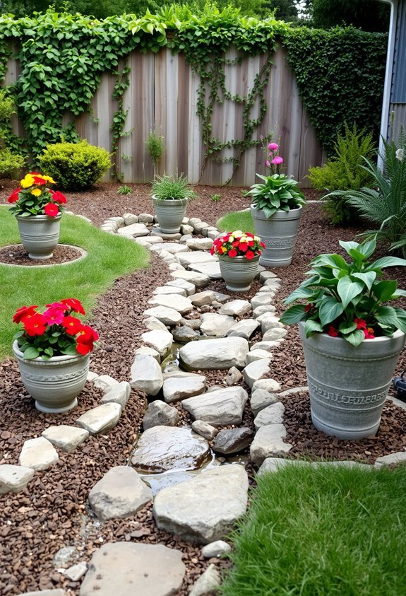 potted plants for creek bed