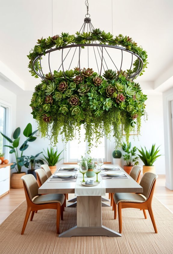 regal succulent chandelier centerpiece