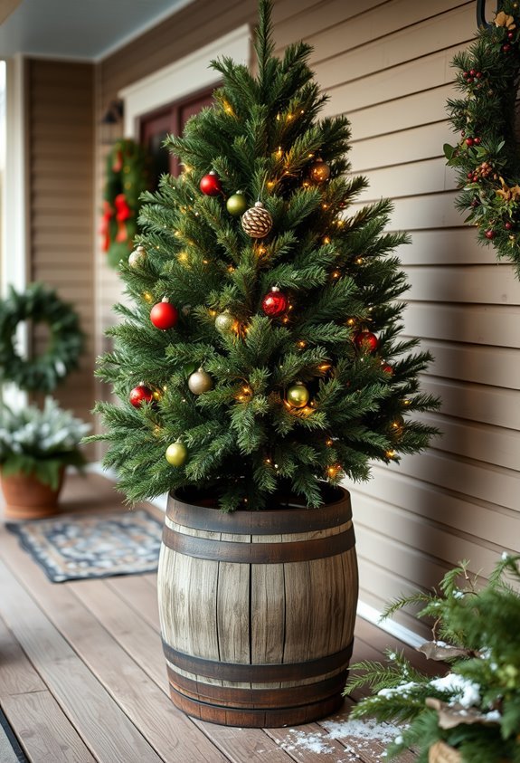 rustic christmas tree display