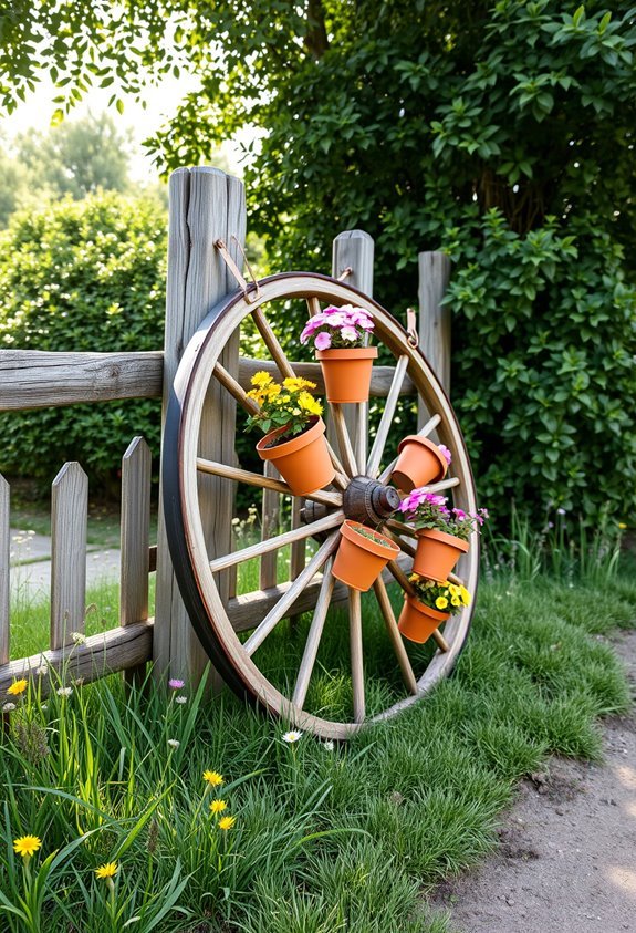 rustic garden wheel decorations
