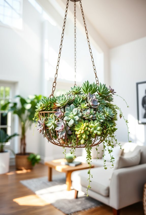 rustic succulent chandelier design