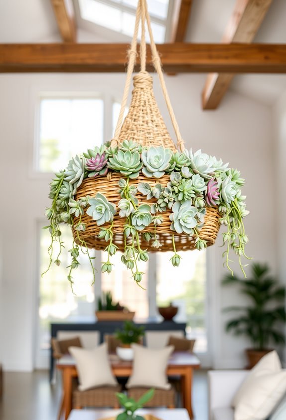 rustic succulent chandelier design