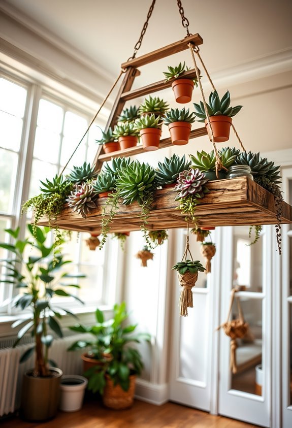 rustic vertical succulent display