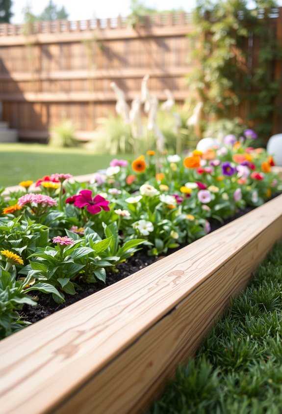 rustic wooden garden edging