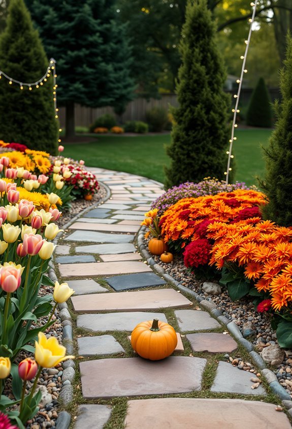 seasonal garden path transformation