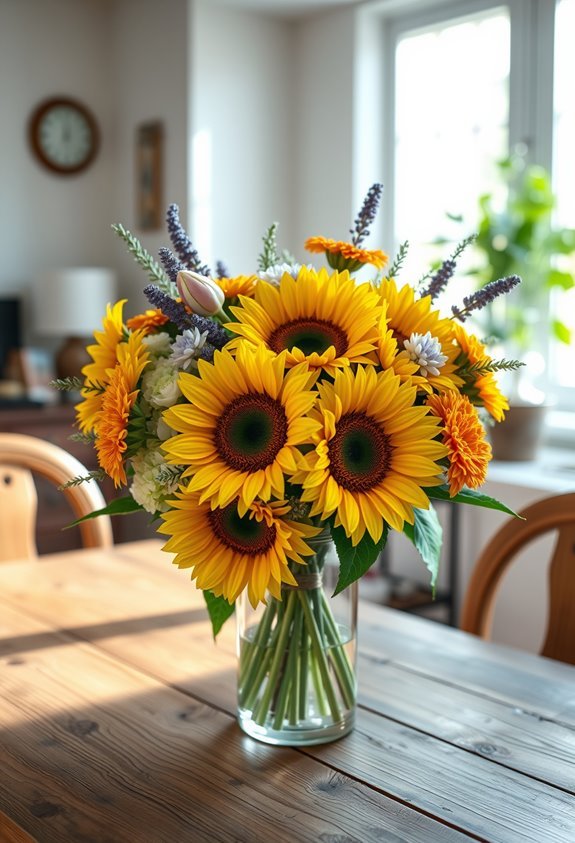 seasonal sunflower bouquet arrangements