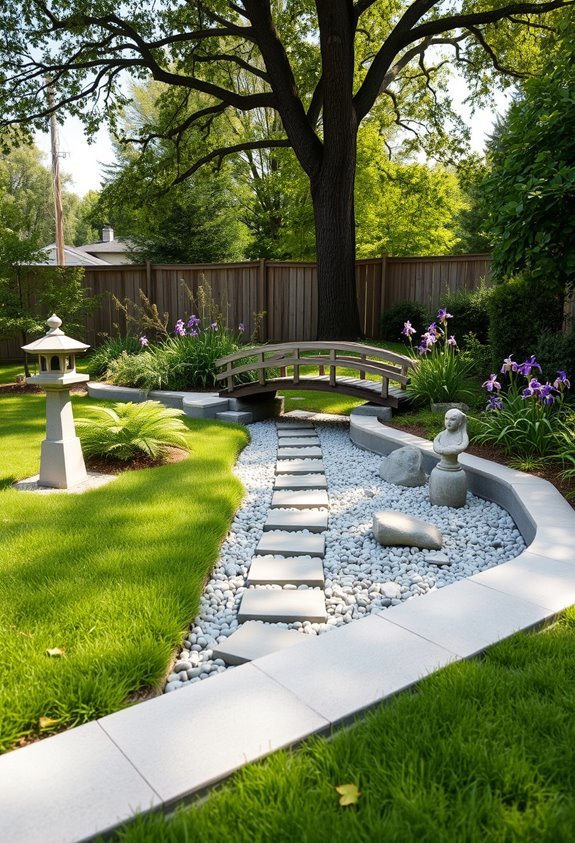 serene japanese garden drainage