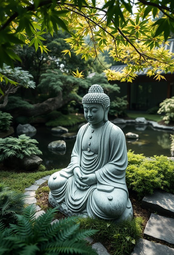 serene spiritual garden focal points