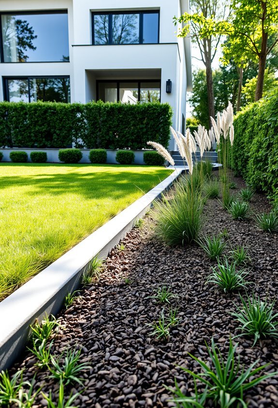sleek concrete garden borders