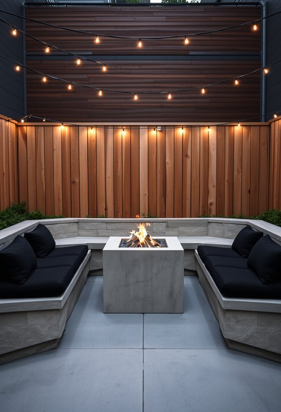 sleek geometric fire pit