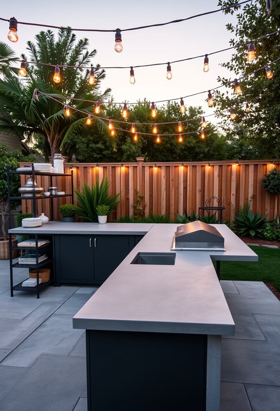 sleek urban outdoor kitchen