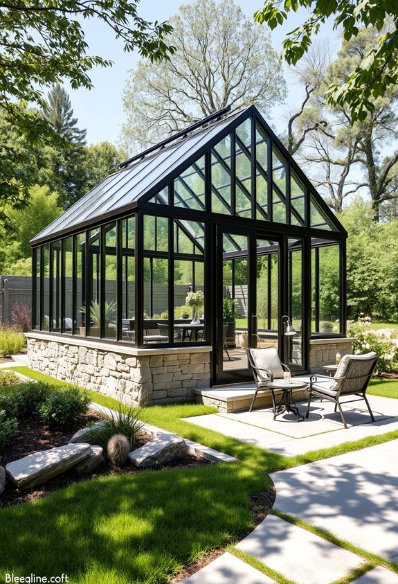 sophisticated glass greenhouse design