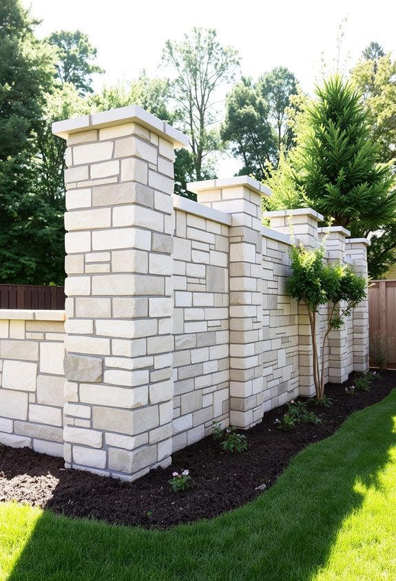 stone column privacy wall