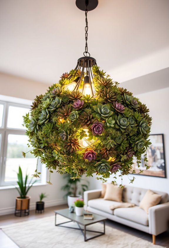 succulent chandelier light design