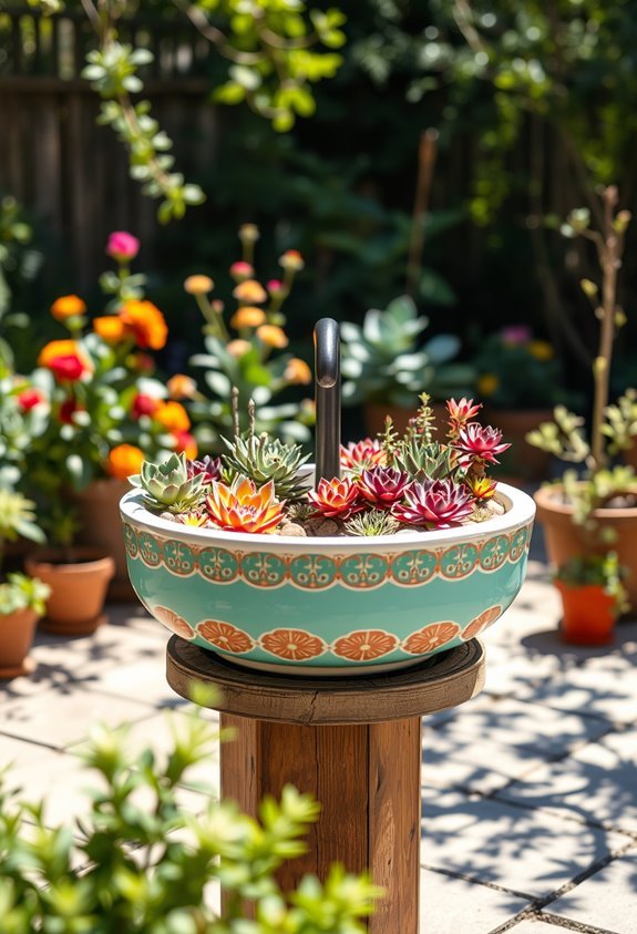 succulent display in sink