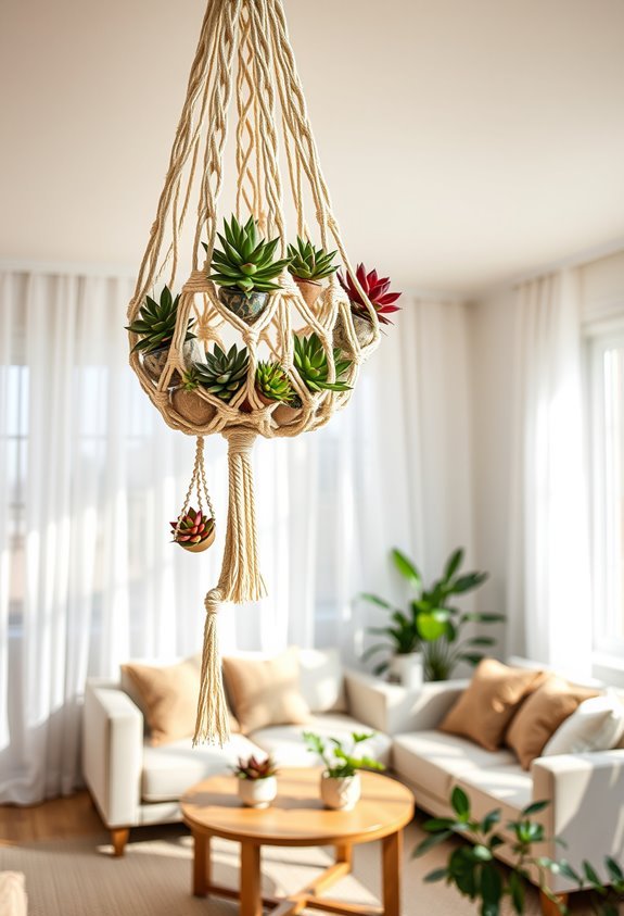 succulent macrame chandelier artistry