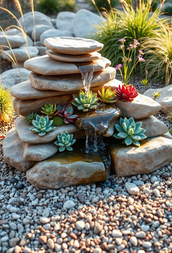 succulent stone fountain design