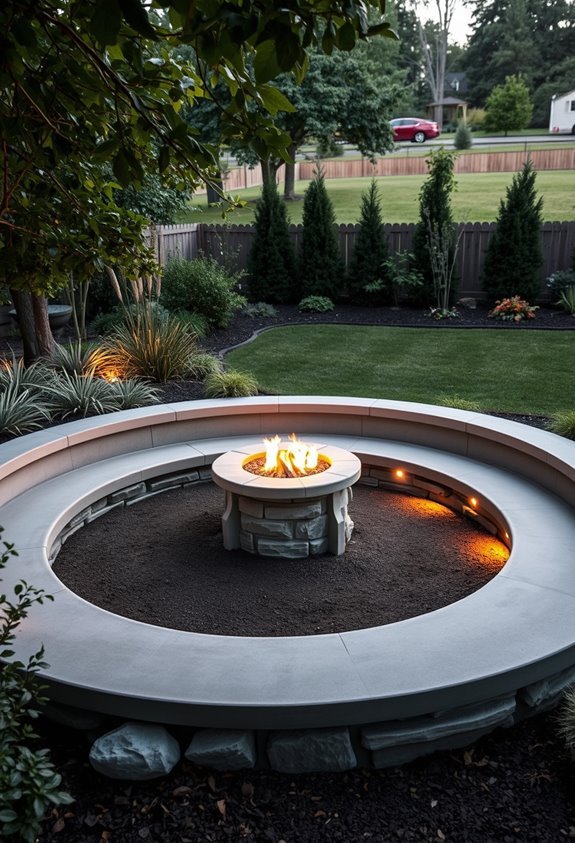 sunken fire pit lounge