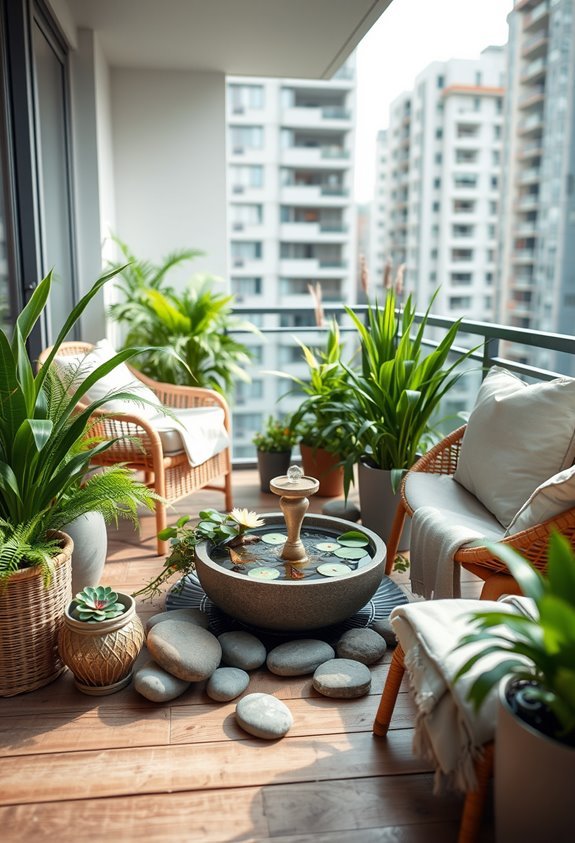 tranquil balcony water feature